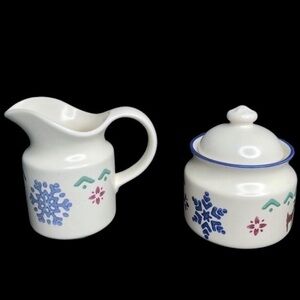 VTG Pfaltzgraff Nordic Christmas Sugar & Creamer NIOB